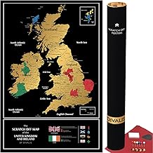 Great Britain Scratch off Map - Large United Kingdom Scratchable Poster 24x16" - UK Places Ive Been - Travel UK Map - Laminated Black and Gold Poster - England Erasable Map