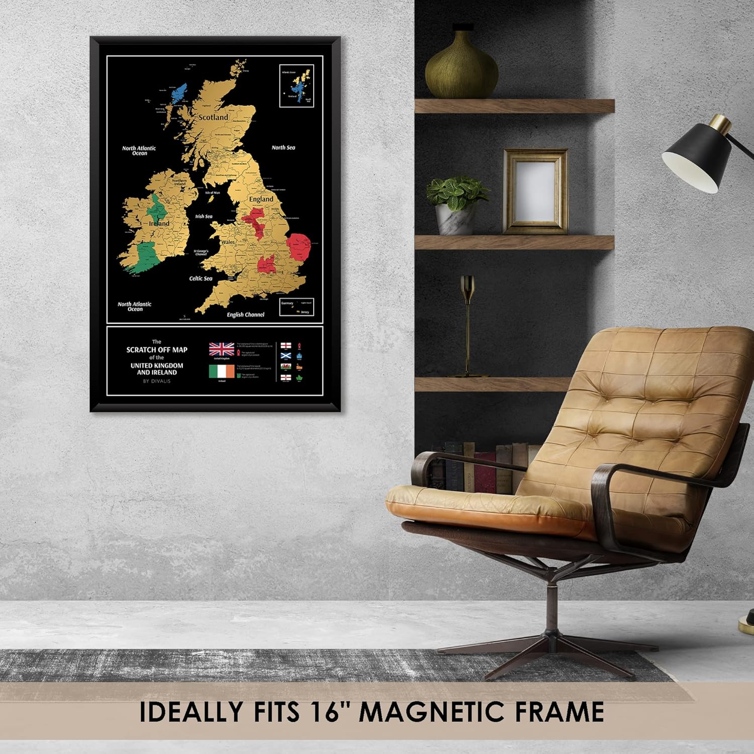 Great Britain Scratch off Map - Large United Kingdom Scratchable Poster 24x16" - UK Places Ive Been - Travel UK Map - Laminated Black and Gold Poster - England Erasable Map-5