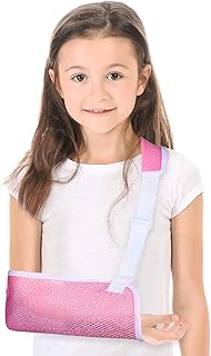 Marsui Child Arm Sling, Pink Pediatric Mesh Shoulder Immobilizer Kids Sling for Shoulder Injury Broken Wrist, Collarbone, Hand, Elbow, Rotator Cuff, Left or Right Arm, Small