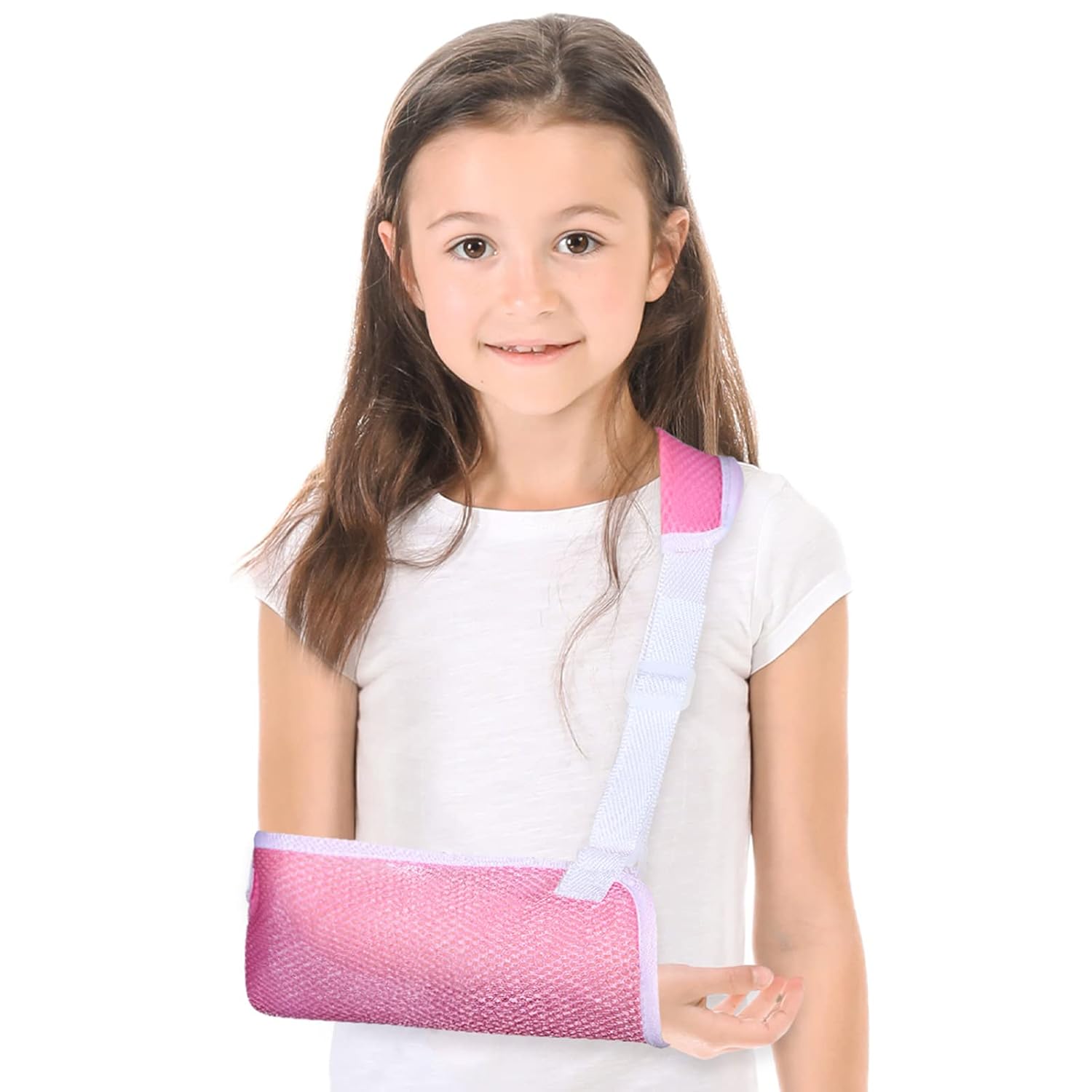 Marsui Child Arm Sling, Pink Pediatric Mesh Shoulder Immobilizer Kids Sling for Shoulder Injury Broken Wrist, Collarbone, Hand, Elbow, Rotator Cuff, Left or Right Arm, Small-0