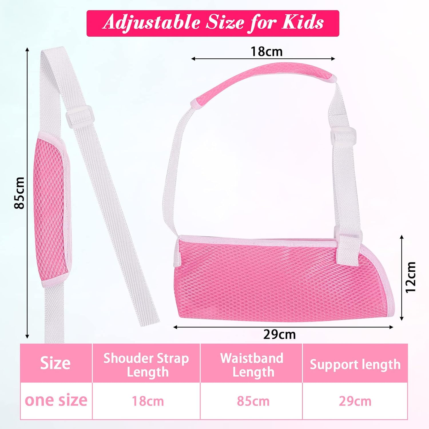 Marsui Child Arm Sling, Pink Pediatric Mesh Shoulder Immobilizer Kids Sling for Shoulder Injury Broken Wrist, Collarbone, Hand, Elbow, Rotator Cuff, Left or Right Arm, Small-1