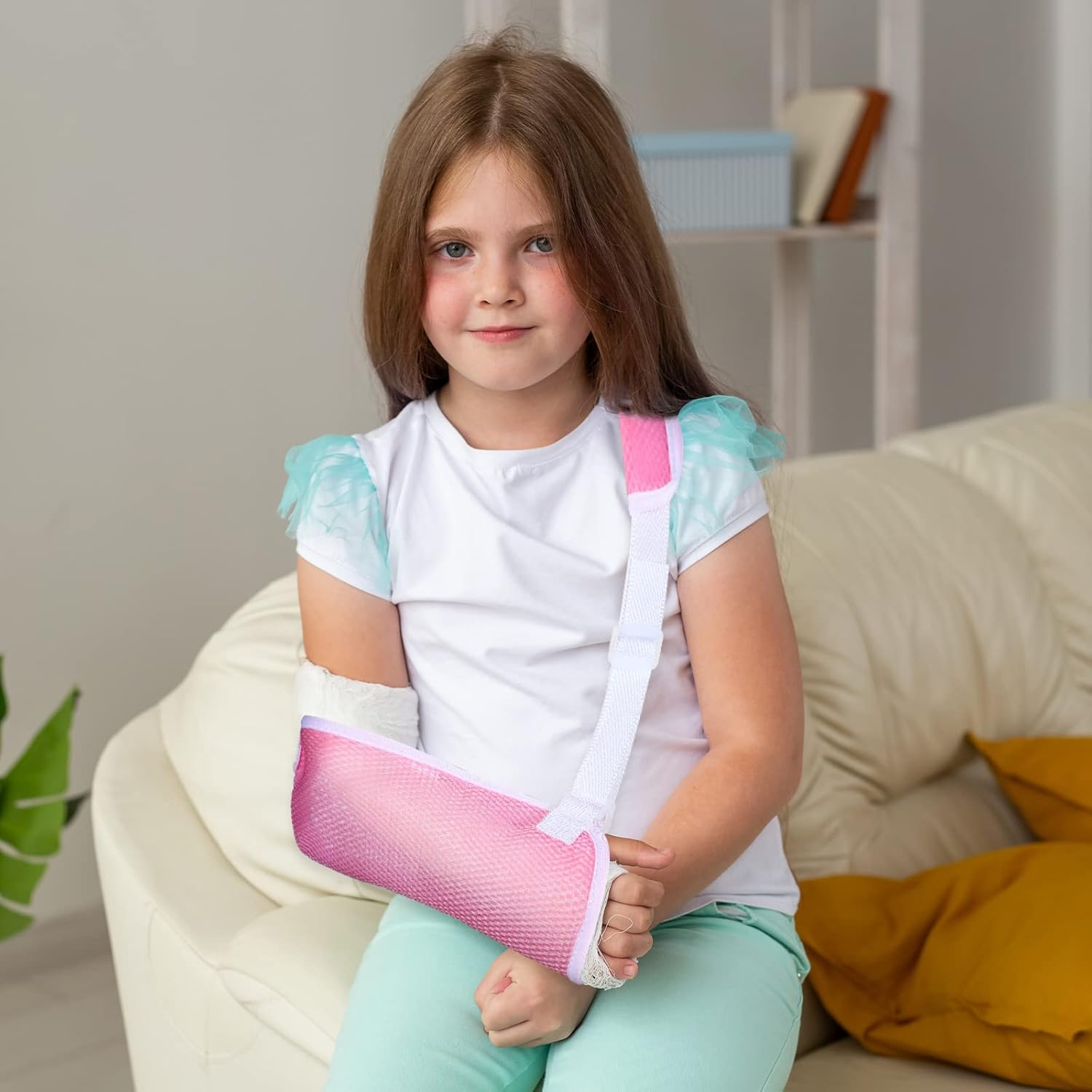 Marsui Child Arm Sling, Pink Pediatric Mesh Shoulder Immobilizer Kids Sling for Shoulder Injury Broken Wrist, Collarbone, Hand, Elbow, Rotator Cuff, Left or Right Arm, Small-5