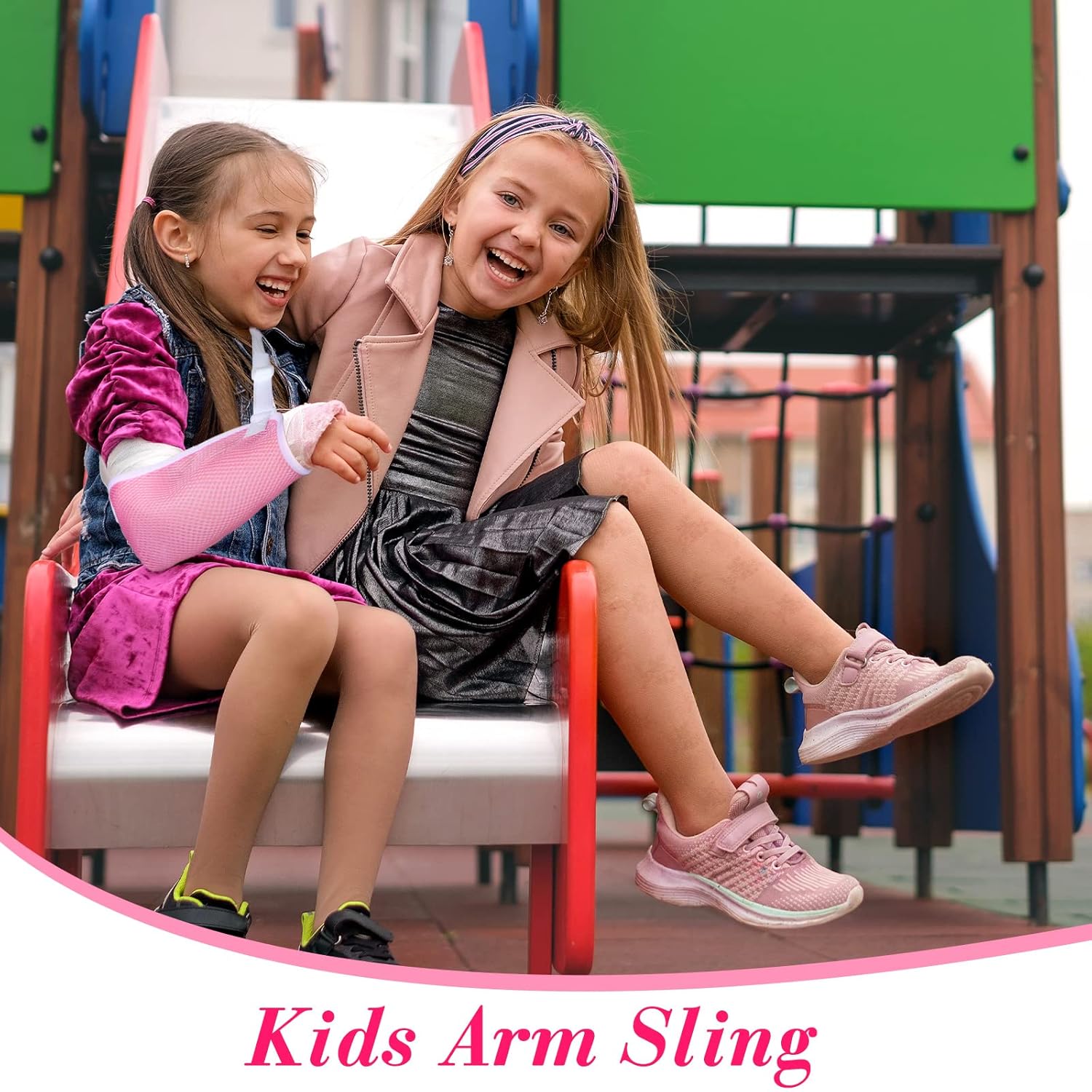 Marsui Child Arm Sling, Pink Pediatric Mesh Shoulder Immobilizer Kids Sling for Shoulder Injury Broken Wrist, Collarbone, Hand, Elbow, Rotator Cuff, Left or Right Arm, Small-6