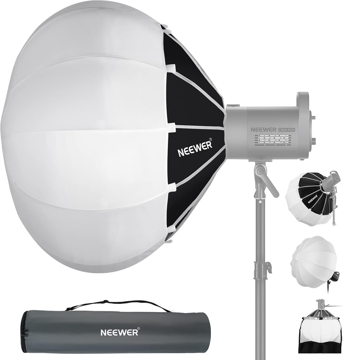 NEEWER 35"/90cm Lantern Softbox One Step Quick Release, 360° Light Diffuser with Skirt, Bowens Mount for Video Light CB60 CB100 CB150 Compatible with Aputure Light 600d Amaran 60x Godox SL60W, NS90L-0