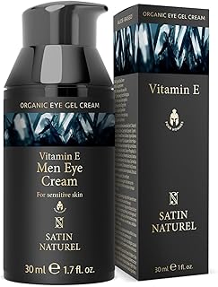 Mens Eye Cream 30ml, Powerful Organic Under Eye Cream Anti Aging, Wrinkles, Dark Circles - Mens Face Cream with Hyaluronic Acid, Vitamin E, Aloe Vera and Taurine - Eye Care Products by Satin Naturel