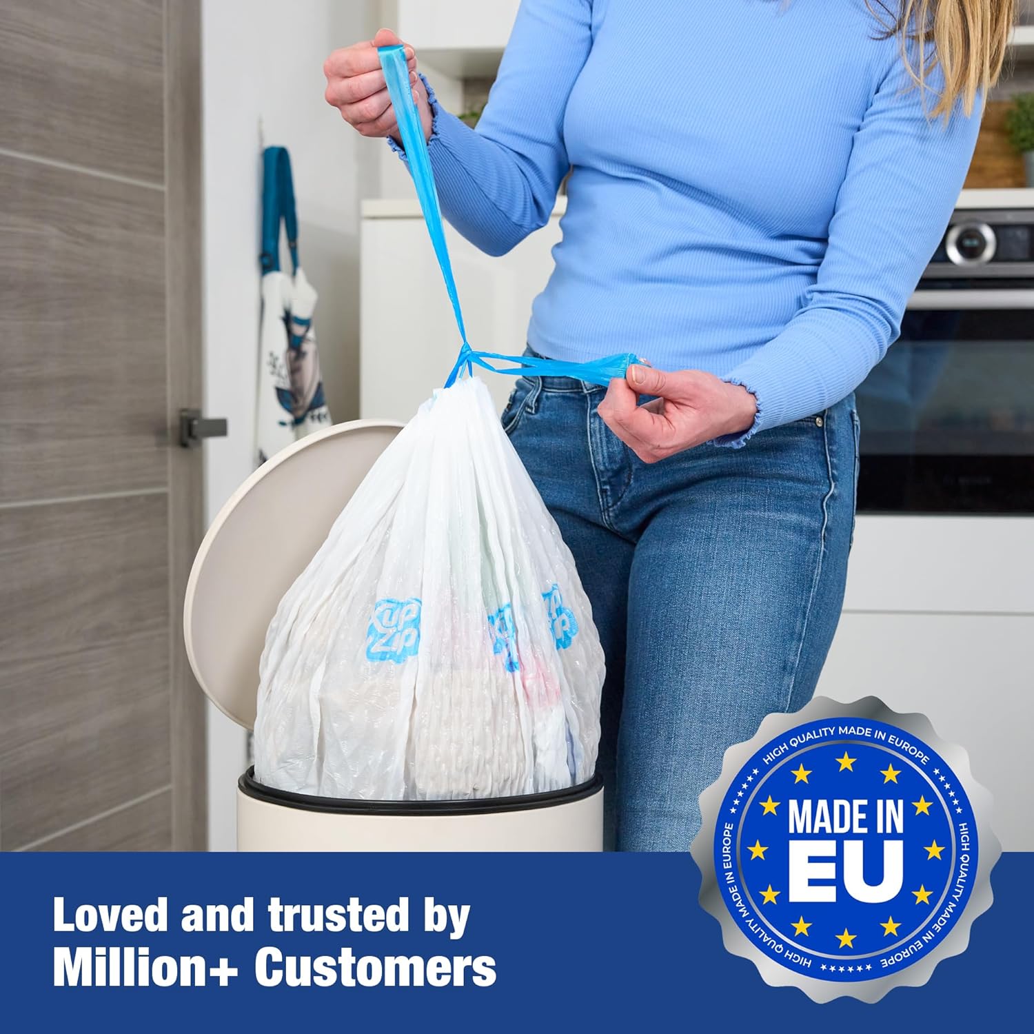 XupZip Drawstring Bin Bags 50L - Heavy Duty Bags - Sturdy Flex Power Trash Bags - Leak-proof Garbage Bags - Easy To Open - Large Bags for Kitchen, Garden, Home Moving (2 ROLLS x 20 (40 BAGS))-5