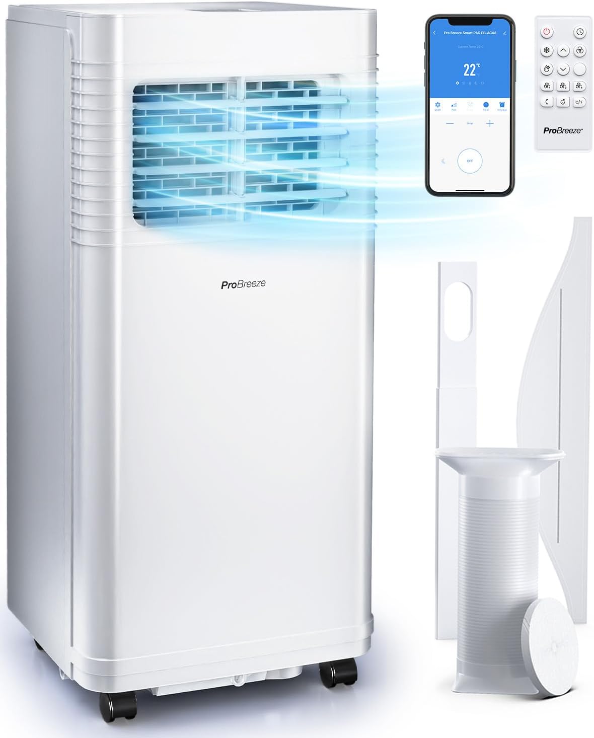 Pro Breeze 4-in-1 Smart Portable Air Conditioner 5000 BTU with Wifi, Remote Control, 24 Hour Timer & Dual Window Venting Kit Included - Powerful Air Conditioning Unit for Home-0