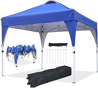 Gazebo, Ej.Victor 3x3m Pop Up Gazebo Instant Folding with Wheeled Bag, Outdoor Gazebo Tent for Vendor Events, Outdoor Craft Show, Farmers Markets(Blue)