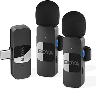 Boya BY-V20 USB-C Wireless Microphone,Mini Lapel Mic with NoiseCancelling Compatibale with Android/Type-C Smartphone Laptop for Youtube Speaking Podcast Facebook Vlogging Video Recording