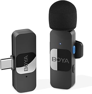 Boya BY-V10 USB-C Wireless Microphone,Mini Lapel Mic with Noise Cancelling Compatibale with Android/Type-C Smartphone Laptop for Youtube Podcast Facebook Vlogging Recording