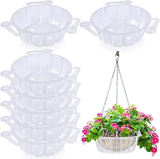 Marsui 20 Pcs Hanging Plant Basket Drip Trays 10 Inch Plastic Plant Water Tray Plant Saucer Drip Pan Hanging Pots Plant Water Catcher Clear Plant Hangers for Hanging Planter Outdoor Indoor