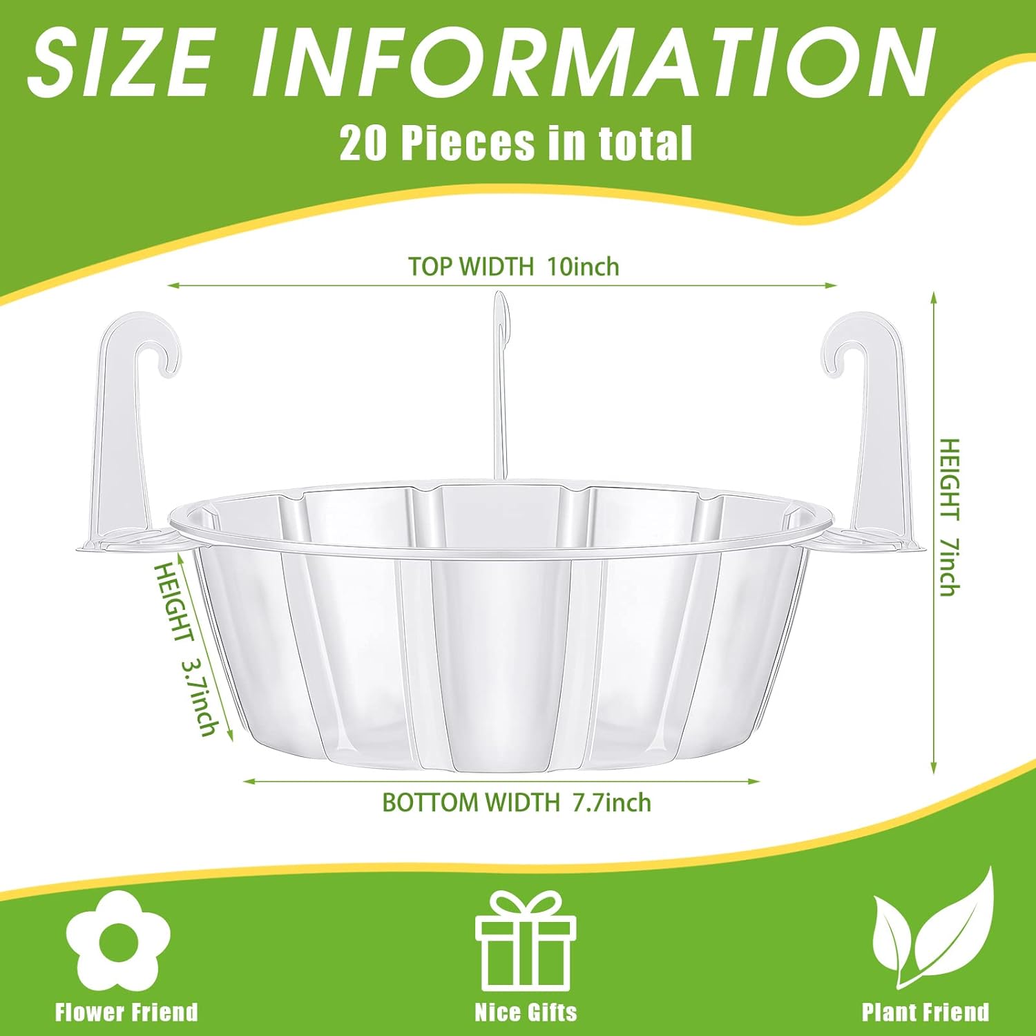 Marsui 20 Pcs Hanging Plant Basket Drip Trays 10 Inch Plastic Plant Water Tray Plant Saucer Drip Pan Hanging Pots Plant Water Catcher Clear Plant Hangers for Hanging Planter Outdoor Indoor-1