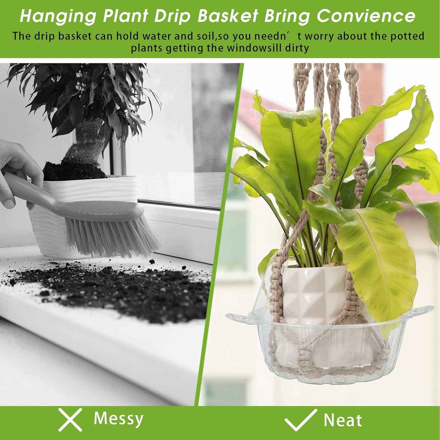 Marsui 20 Pcs Hanging Plant Basket Drip Trays 10 Inch Plastic Plant Water Tray Plant Saucer Drip Pan Hanging Pots Plant Water Catcher Clear Plant Hangers for Hanging Planter Outdoor Indoor-4