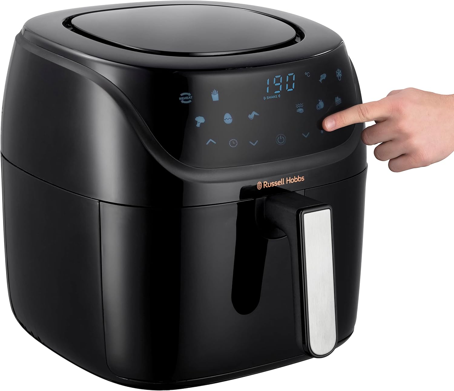 Russell Hobbs XXL Family Rapid Digital Air Fryer 8L [Compact Housing |7 Cooking Functions |10 Programmes] Energy Saving, Max 220°C, Use without oil, Grill, Bake, Roast, Reheat, Frozen etc. 27170-3