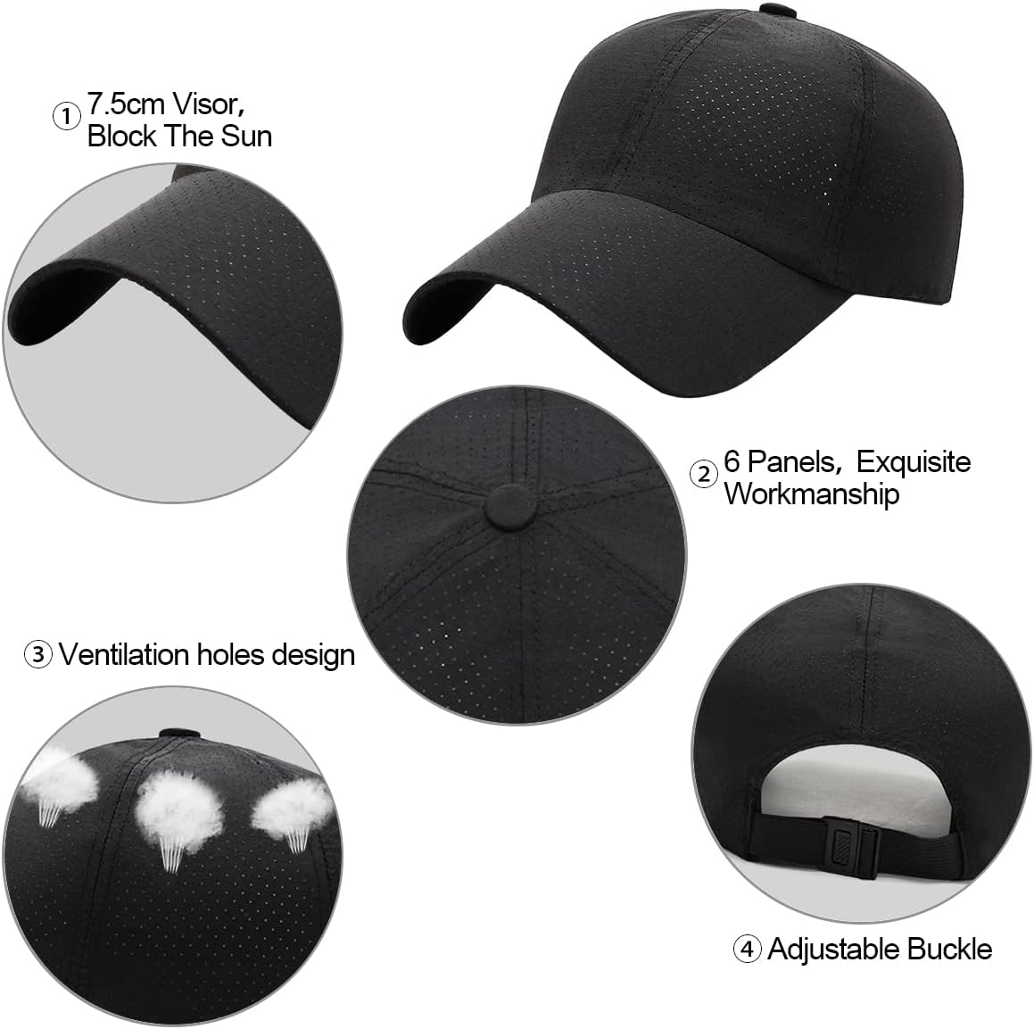 Baynetin Mens Breathable Mesh Baseball Cap,Quick Dry Ultralight Outdoor Sports Hat Adjustable Travel Summer Cap-2