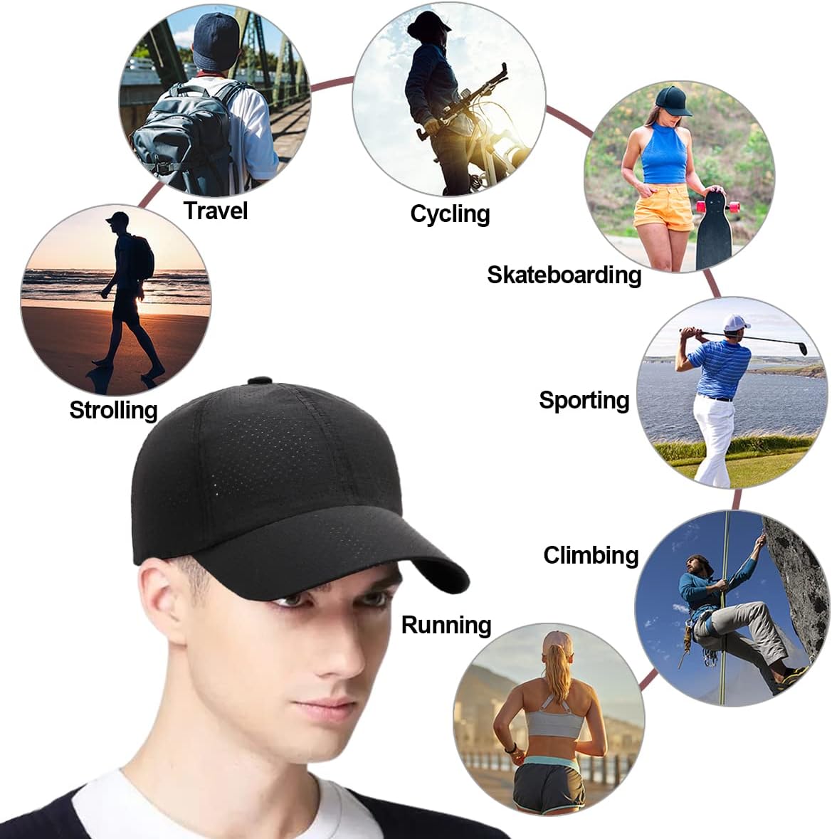 Baynetin Mens Breathable Mesh Baseball Cap,Quick Dry Ultralight Outdoor Sports Hat Adjustable Travel Summer Cap-6