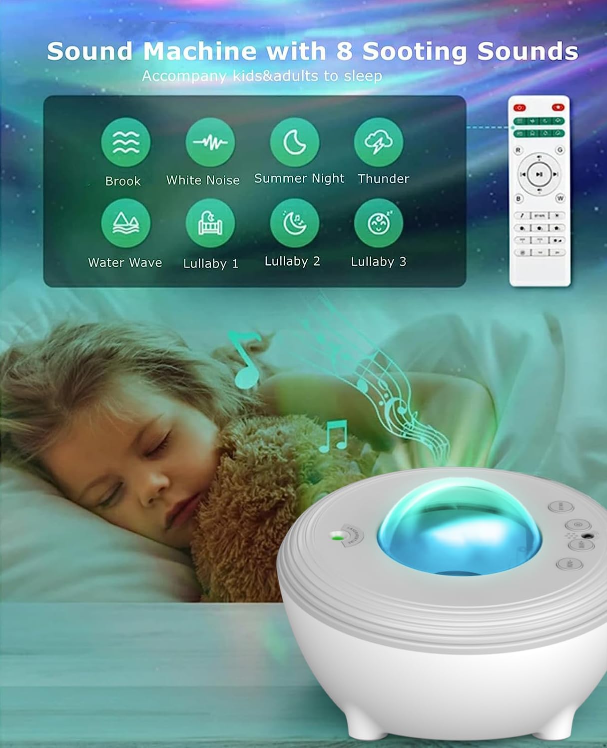 YunLone Aurora Starry Light Projector Smart Galaxy Star Music Planetarium Projector Night Light Starlight Projector with Remote/Voice Control, Bluetooth Music, Sound Machine for Kids and Adult-Gray-3