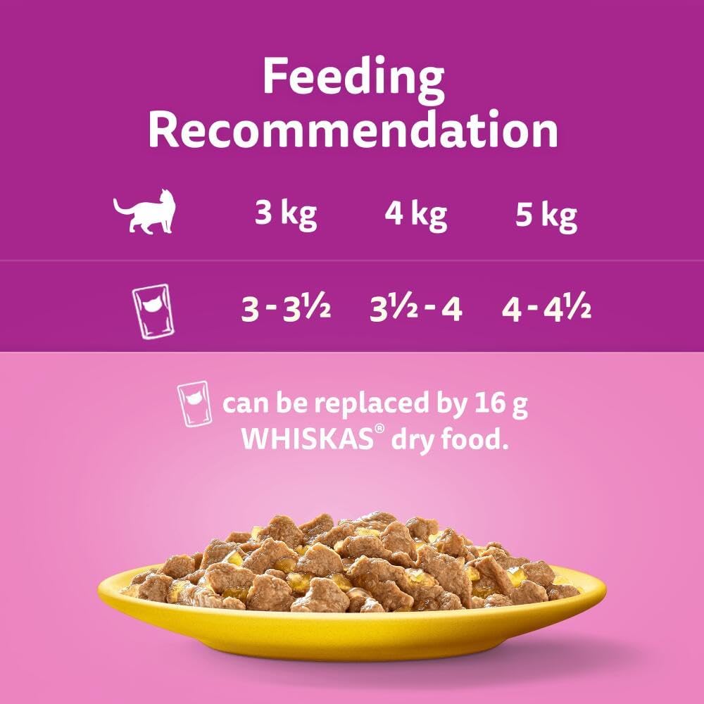 Whiskas 1+ Adult Poultry Selection in Jelly 40 Pouches, Adult Wet Cat Food, Megapack (40 x 85 g)-3