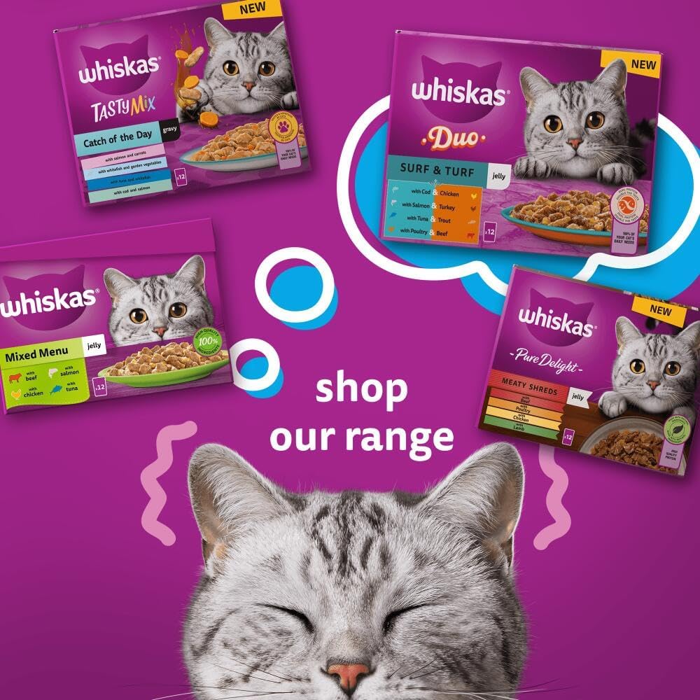 Whiskas 1+ Adult Poultry Selection in Jelly 40 Pouches, Adult Wet Cat Food, Megapack (40 x 85 g)-8