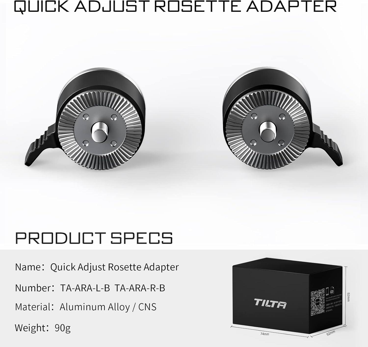 Tilta Quick Adjust Rosette Adapter Filmmaking Kit Compatible with Tilta Lightweight Shoulder Rig, RS2/RS3 Pro Gimbal - Black（One Pair）TA-ARA-P-B-2