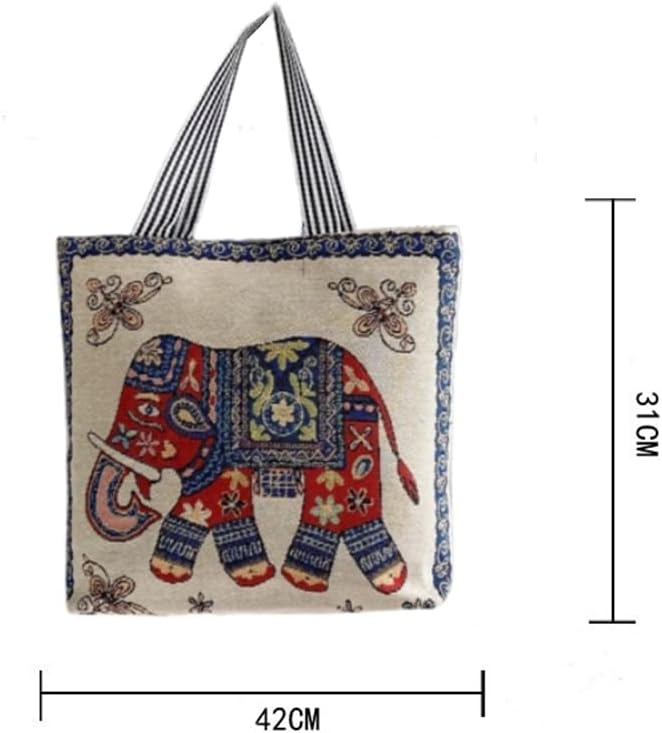 VHIMASA Knitting Tote Bag Portable Craft Bag Storage Bag with Zipper Elephant Pattern Crochet Bag for Yarn Knitting Needle Bag for Women-1