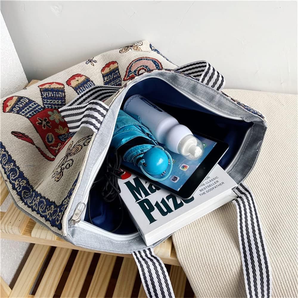 VHIMASA Knitting Tote Bag Portable Craft Bag Storage Bag with Zipper Elephant Pattern Crochet Bag for Yarn Knitting Needle Bag for Women-3