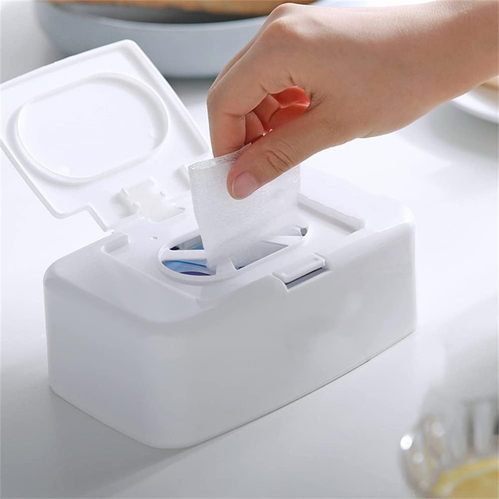 VHIMASA Wet Wipes Dispenser Case Plastic Wet Wipes Box Napkin Storage Holder Container Box with Lid for Home Office Desk-2