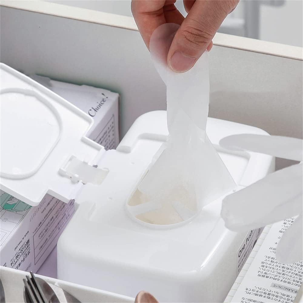 VHIMASA Wet Wipes Dispenser Case Plastic Wet Wipes Box Napkin Storage Holder Container Box with Lid for Home Office Desk-3