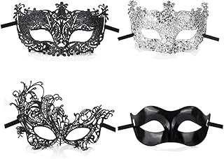 VHIMASA 4PCS Masquerade Masks Classic Lace Eyemask Mardi Gras Mask Venetian Party Mask for Fancy Carnival Ball Halloween Party