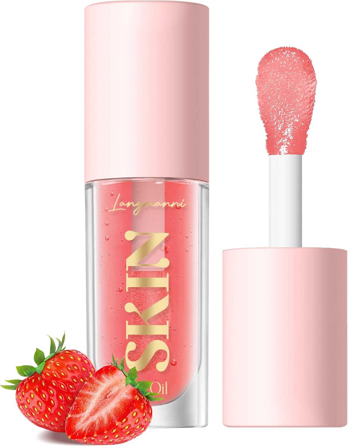 LANGMANNI No-Sticky Lip Gloss/Balm Lip Care,Fruit Flavoured Lip Oil For Dry Lip's Moisturizing Hydrating And Nourishing (Strawberry)-0