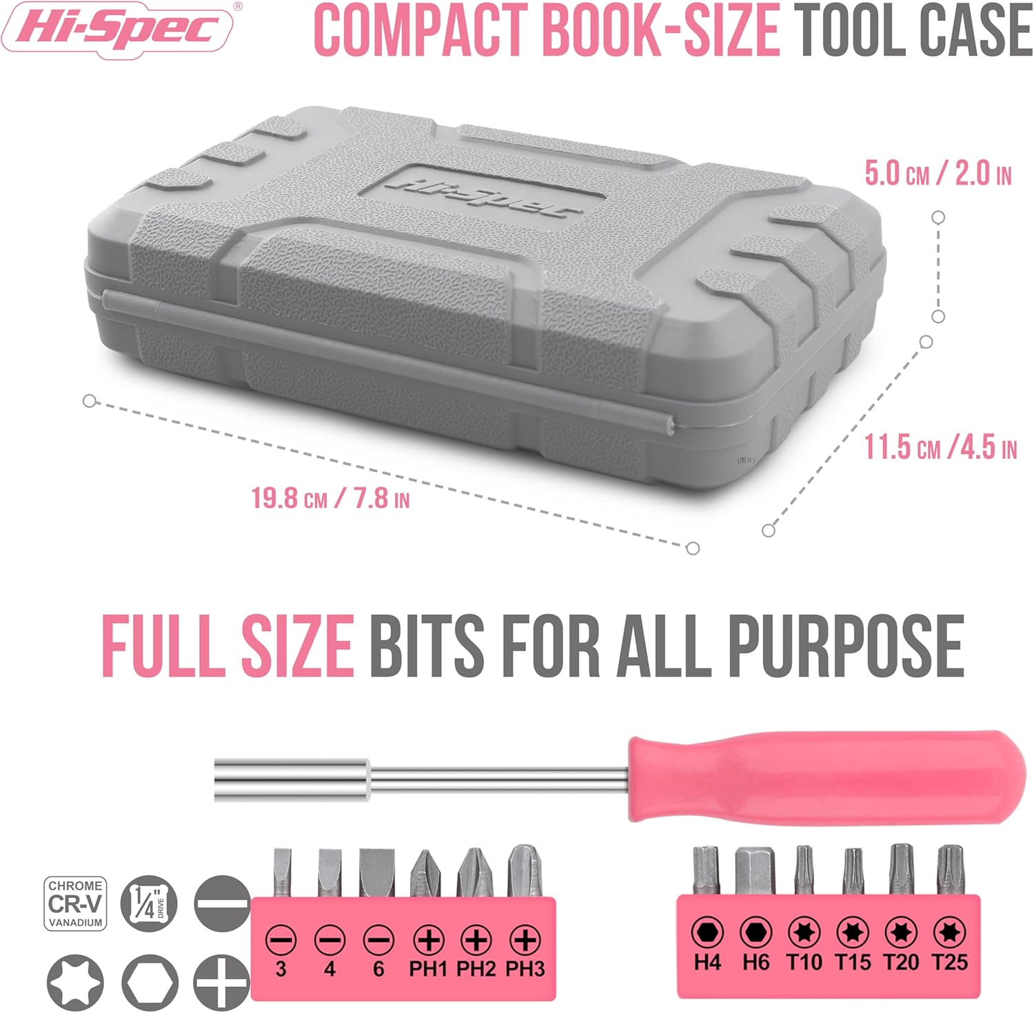 Hi-Spec 24pc Pink Tool Kit for Women - Small DIY Household Mini Tool Set of Starter Basic Ladies DIY Tools for Home & Office - Tool Box with Hand Tools Included-2