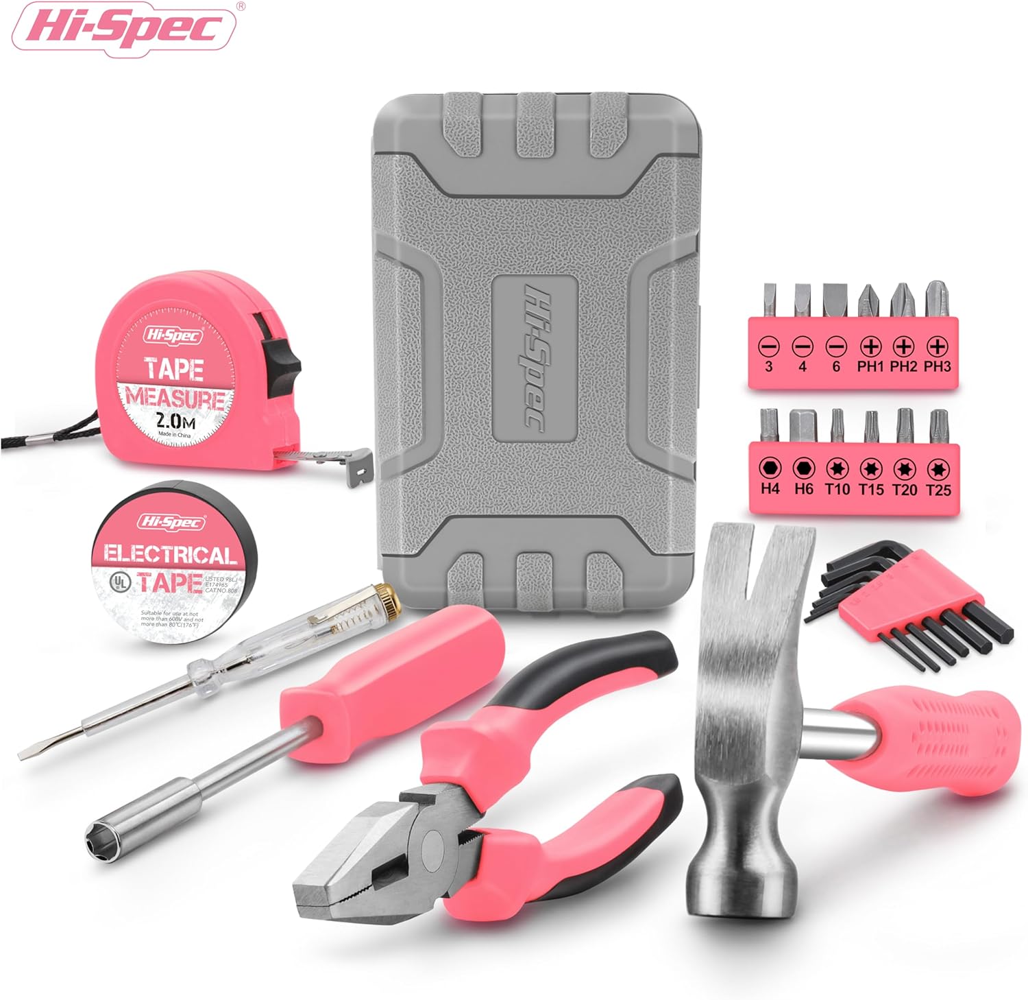 Hi-Spec 24pc Pink Tool Kit for Women - Small DIY Household Mini Tool Set of Starter Basic Ladies DIY Tools for Home & Office - Tool Box with Hand Tools Included-6