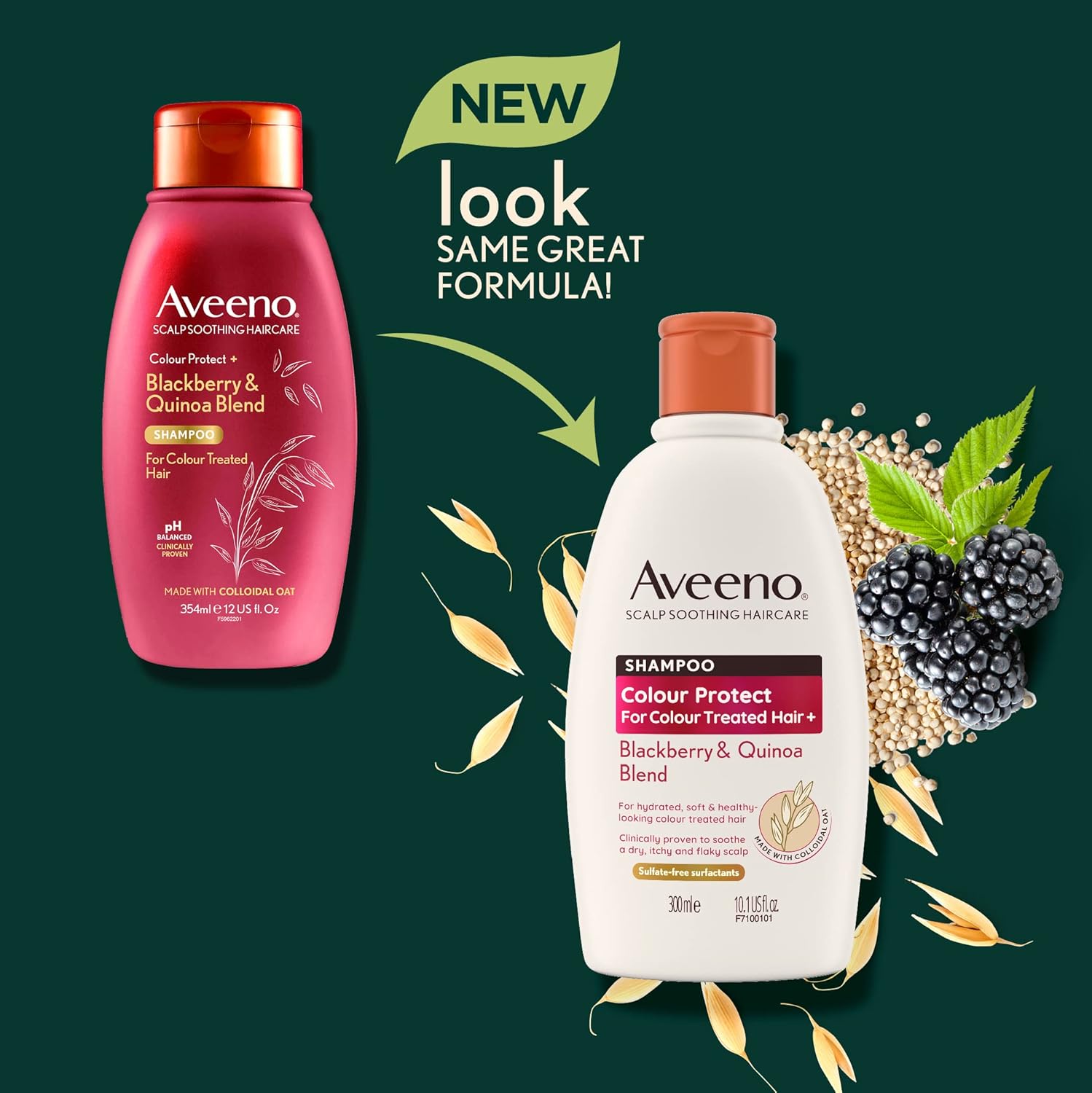 Aveeno Colour Protect Blackberry and Quinoa Scalp Soothing Conditioner for Colour Treated Hair 300ml.-2