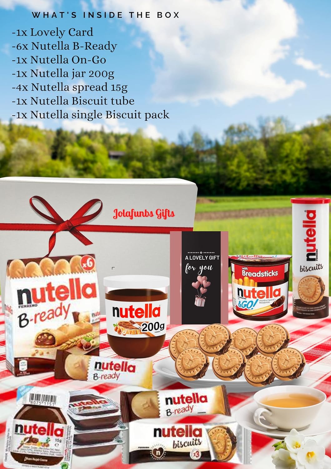 Nutela Ultimate Selection Box Gift hamper-Lovely Card,Chocolate Spread Jar,Nutela biscuits,Nutela B-Ready,Nutela And Go, Hazelnut Biscuit & More - The Perfect Nutela Gift Set for Nutela Lovers.-2