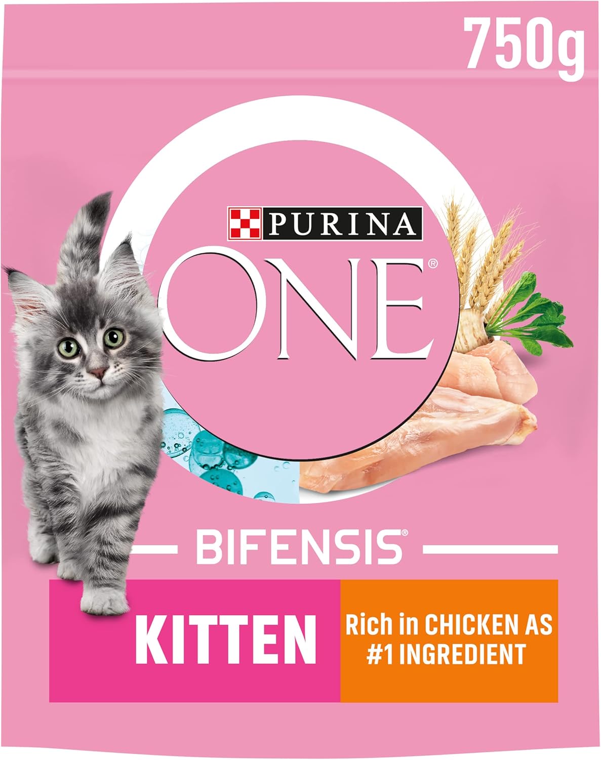 Purina ONE Kitten Dry Cat Food Rich in Chicken 750g, Pack of 4-0