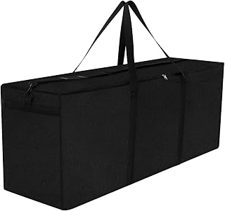 Dokon Garden Furniture Cushion Storage Bag, Waterproof, Anti-UV, Heavy Duty Rip Proof 600D Oxford Fabric Christmas Tree Storage Bag with Handle (175x55x75cm) - Black