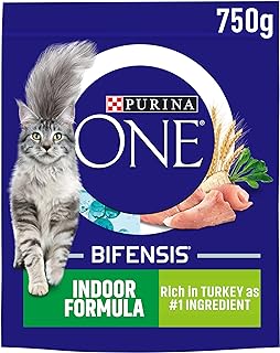 Purina ONE Indoor Cat Adult Dry Cat Food Rich in Turkey 750g, Pack of 4