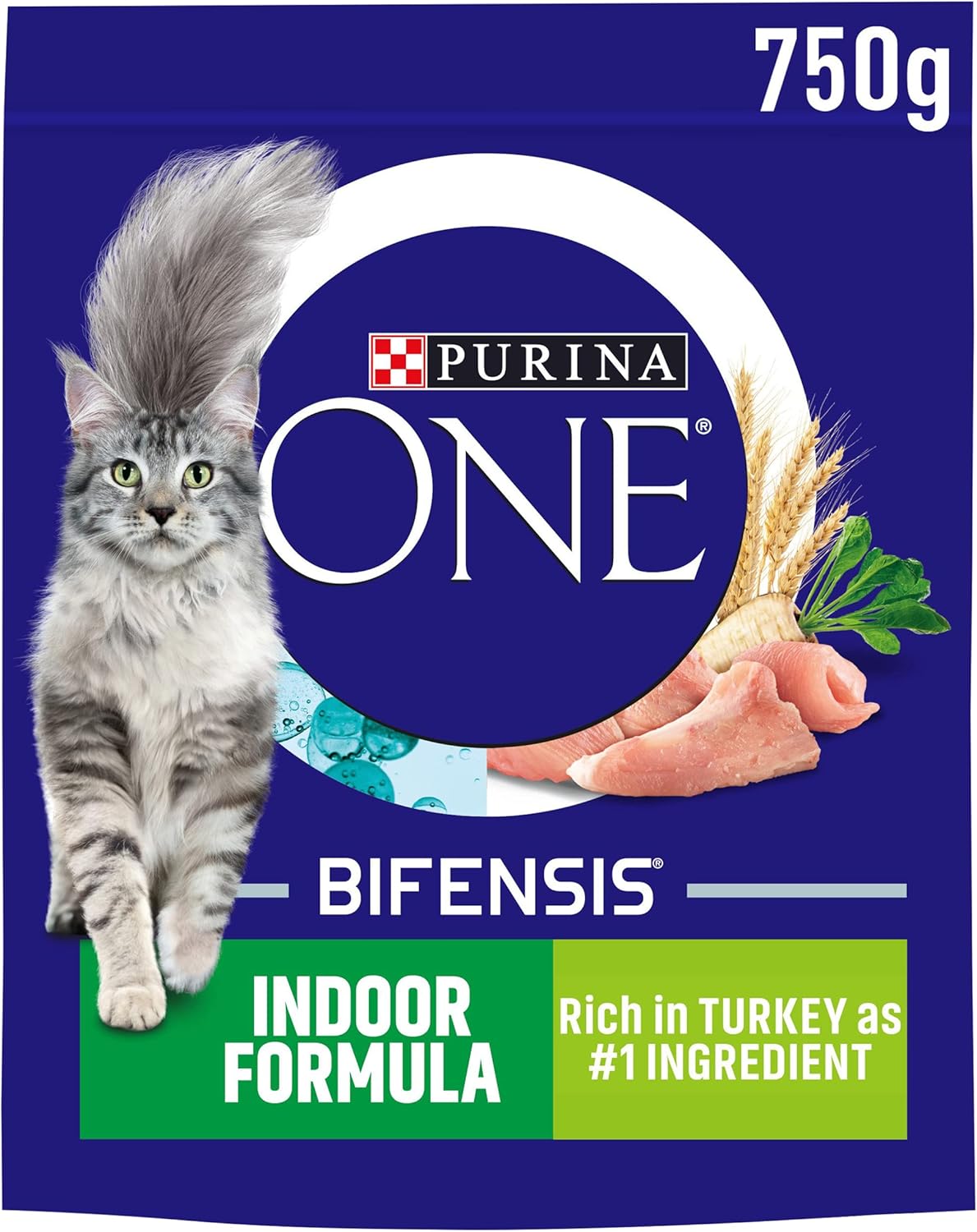 Purina ONE Indoor Cat Adult Dry Cat Food Rich in Turkey 750g, Pack of 4-0