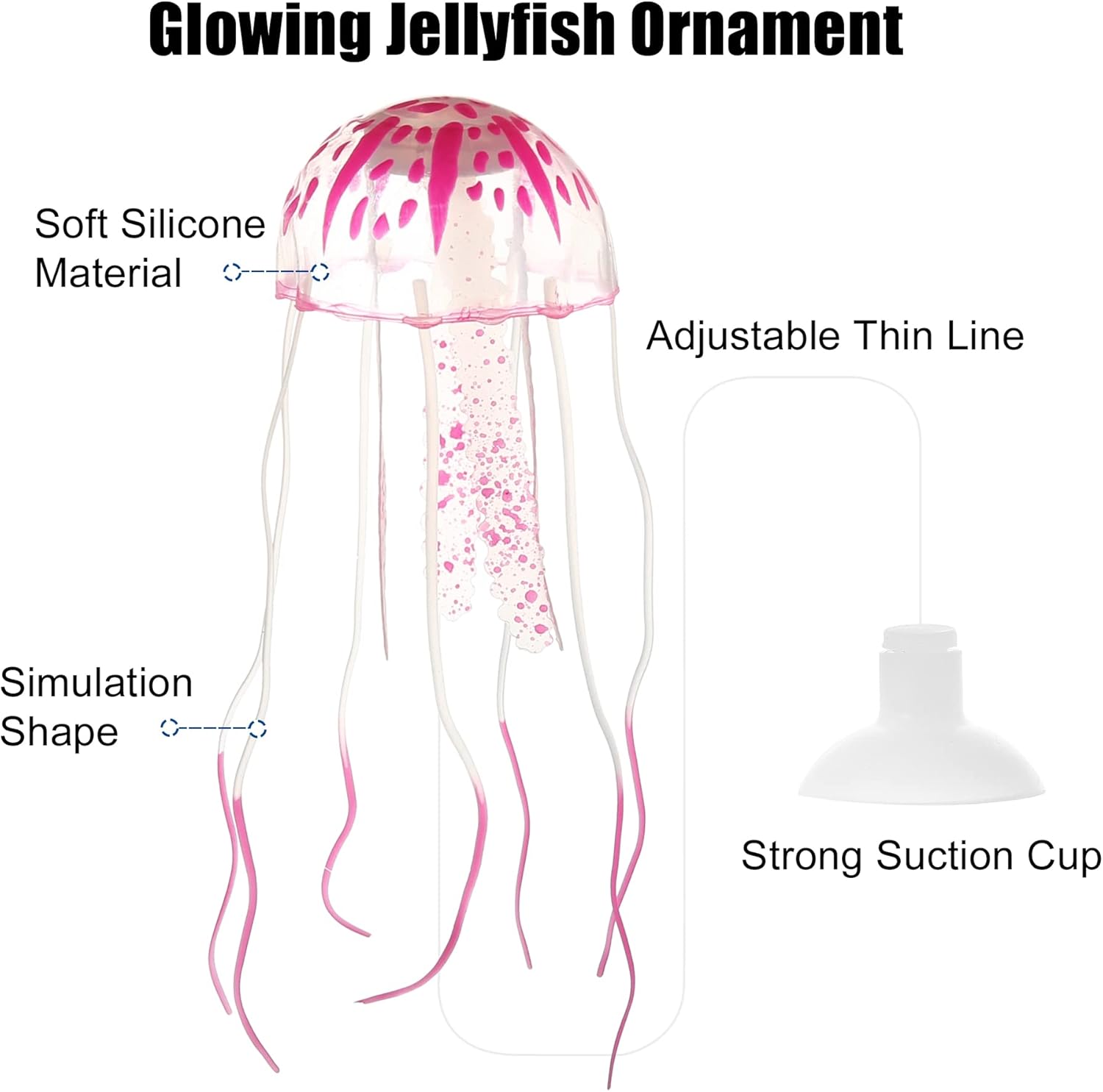 VOCOSTE Fish Tank Jellyfish Decoration, Aquarium Jellyfish Ornaments Pink-2