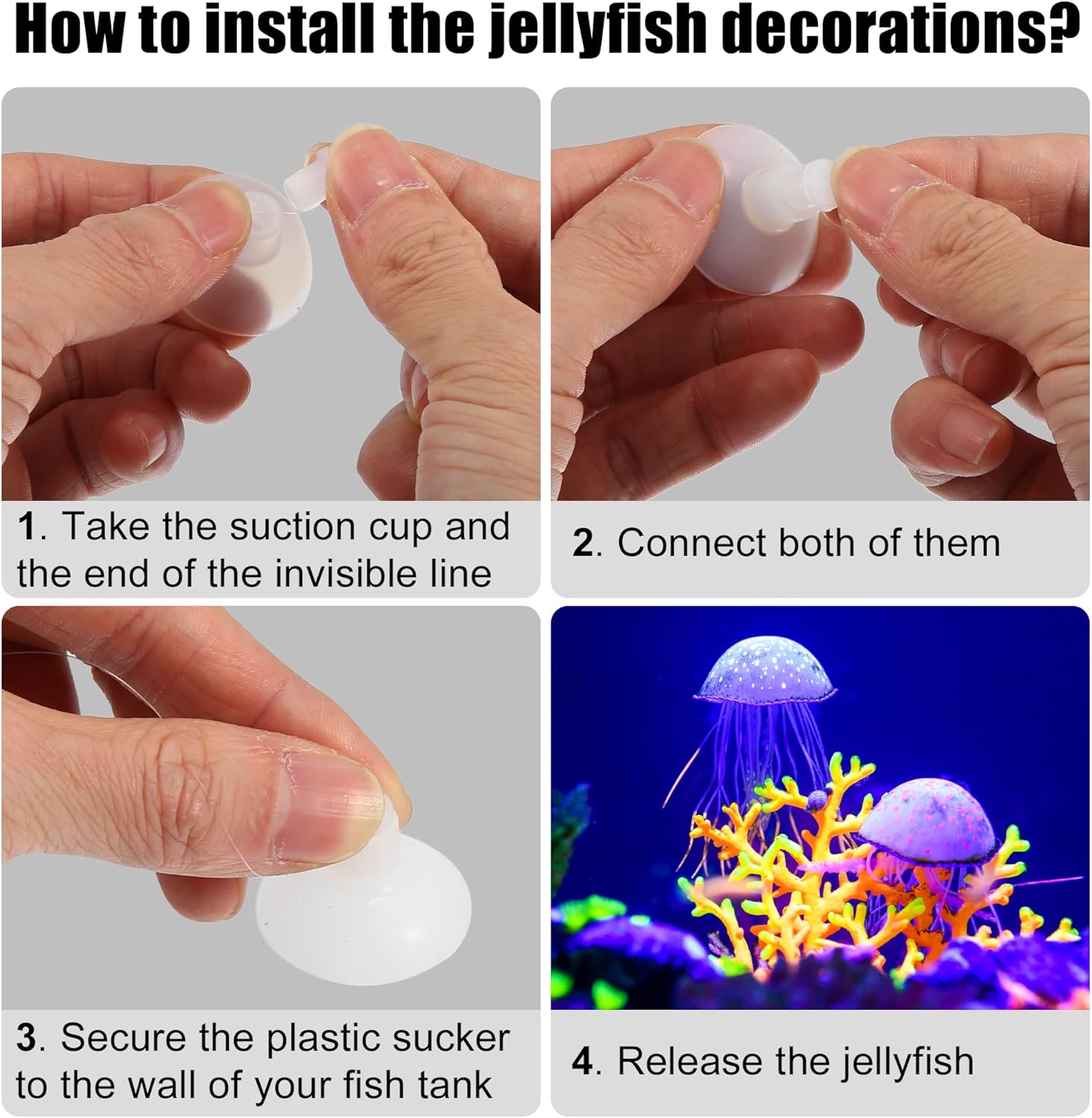 VOCOSTE Fish Tank Jellyfish Decoration, Aquarium Jellyfish Ornaments Pink-4