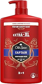 Old Spice Captain Shower Gel Men 1000ml, 3-in-1 Mens Shampoo Body-Hair-Face Wash, Long-lasting Fresh VALUE PACK 1L With Pump