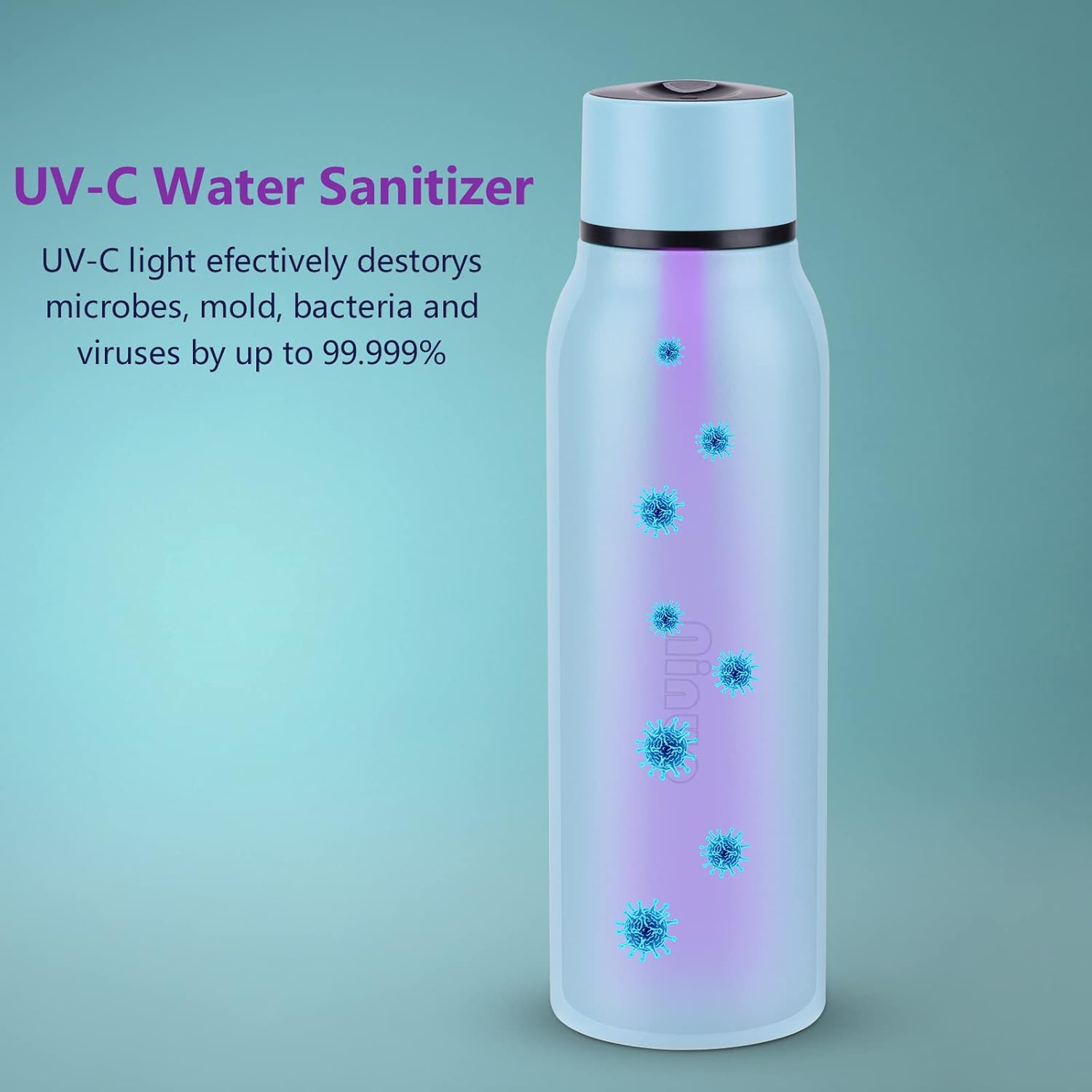 Ninuo UV-C Sterilization Water Bottle and Self-Cleaning 600ml Stainless Steel Insulated Bottle, Double Wall Vacuum Insulated Water Purifiers for Camping, Hiking, Traveling, Backpacking and Home-1