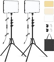 2 Pack LED Video Light with 63'' Tripod Stand, Obeamiu 2500-8500K Dimmable Photography Studio Lighting for Video Film Recording/Collection Portrait/Live Game Streaming/YouTube Podcast, USB Charger