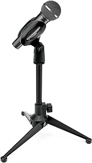 QWORK® Desktop Microphone Stand, Extendable Microphone Tripod Stand, Adjustment range 18-25cm, Foldable, Compatible with most microphones