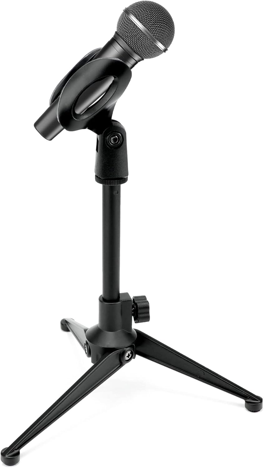 QWORK® Desktop Microphone Stand, Extendable Microphone Tripod Stand, Adjustment range 18-25cm, Foldable, Compatible with most microphones-0