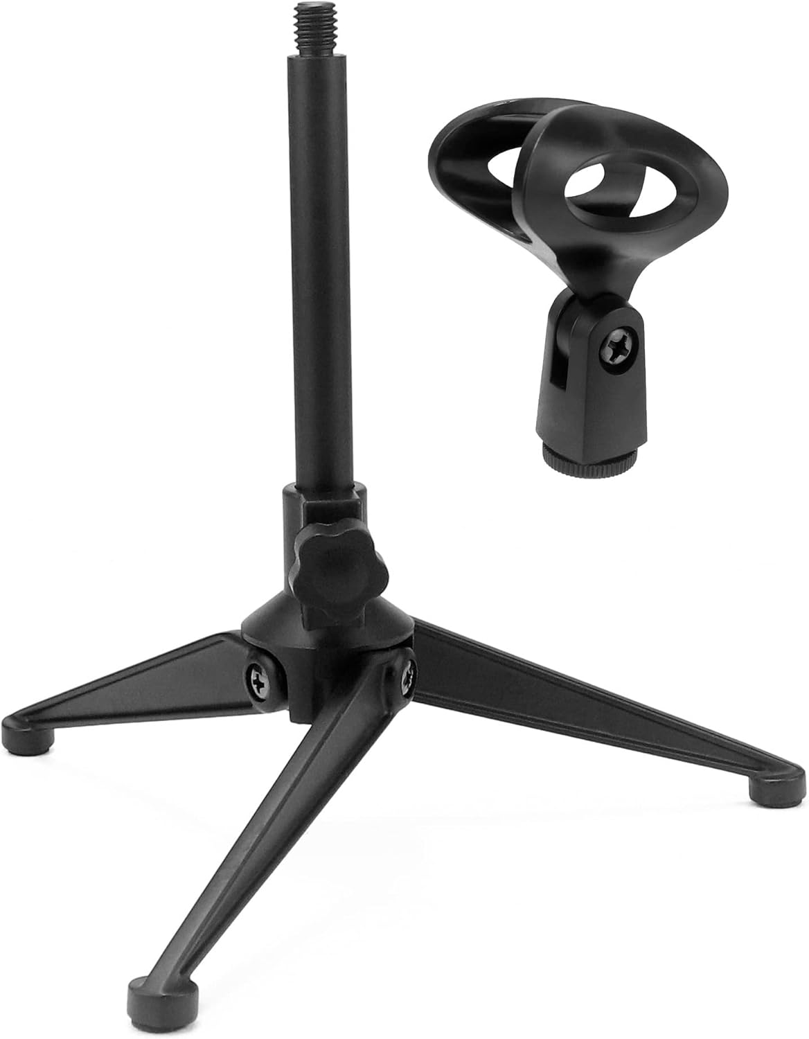 QWORK® Desktop Microphone Stand, Extendable Microphone Tripod Stand, Adjustment range 18-25cm, Foldable, Compatible with most microphones-2