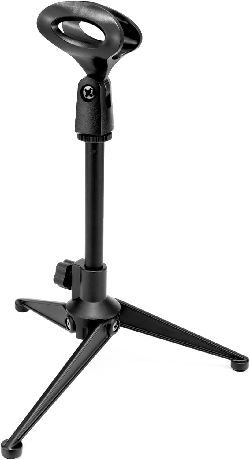 QWORK® Desktop Microphone Stand, Extendable Microphone Tripod Stand, Adjustment range 18-25cm, Foldable, Compatible with most microphones-7