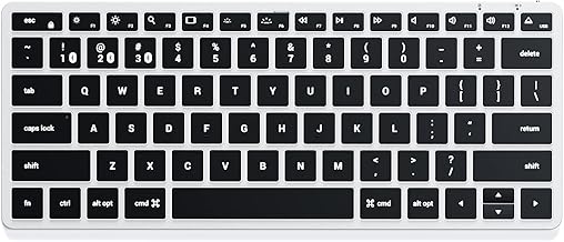 Satechi Slim X1 Bluetooth Backlit Keyboard – Illuminated Keys & Multi-Device Sync – For M2/ M1 MacBook Pro/Air, M2/ M1 iPad Pro/Air, M2 Mac Mini, iMac M1 (Silver)