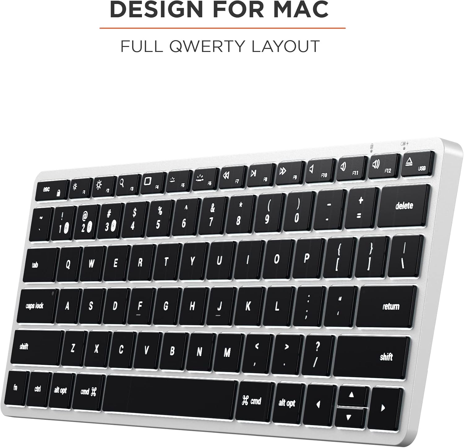 Satechi Slim X1 Bluetooth Backlit Keyboard – Illuminated Keys & Multi-Device Sync – For M2/ M1 MacBook Pro/Air, M2/ M1 iPad Pro/Air, M2 Mac Mini, iMac M1 (Silver)-5