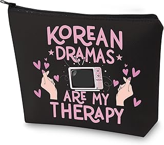 WZMPA Korean Drama Cosmetic Makeup Bag k-Drama Lover Gift Korean Dramas Are My Therapy k-Drama Zipper Pouch Bag For Women Girls, Korean Dramas BL, Fit